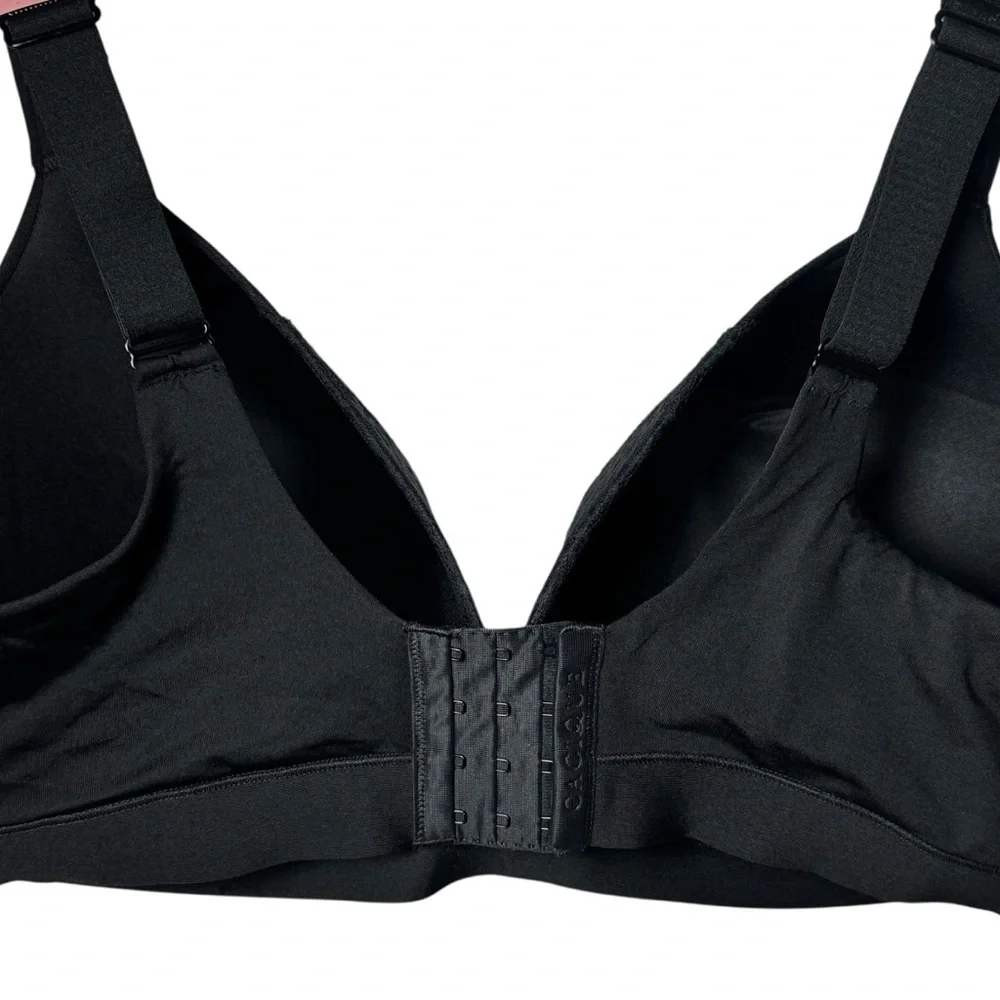 NEW Cacique Black Sheer Comfort Bliss Lightly Lined Plunge Bra Romantic 46D‎